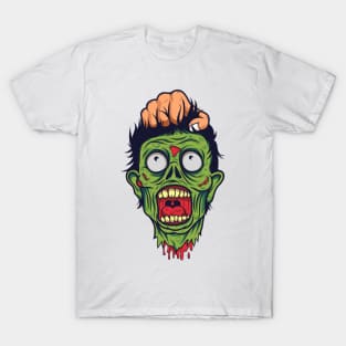 Zombie Head - Scary Halloween Cartoon Art T-Shirt